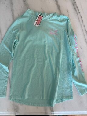 Vineyard Vines women’s Long Sleeve Tee - Seafoam with Pink Logo Size S NWT